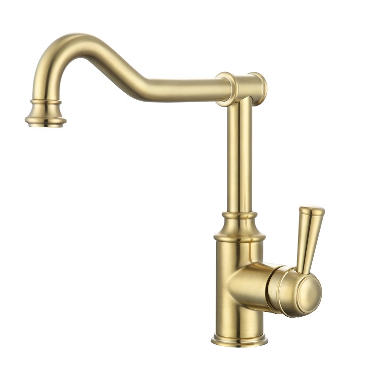 Evelyn Traditional French Single Lever Monobloc Mixer Kitchen Tap- Brushed Brass