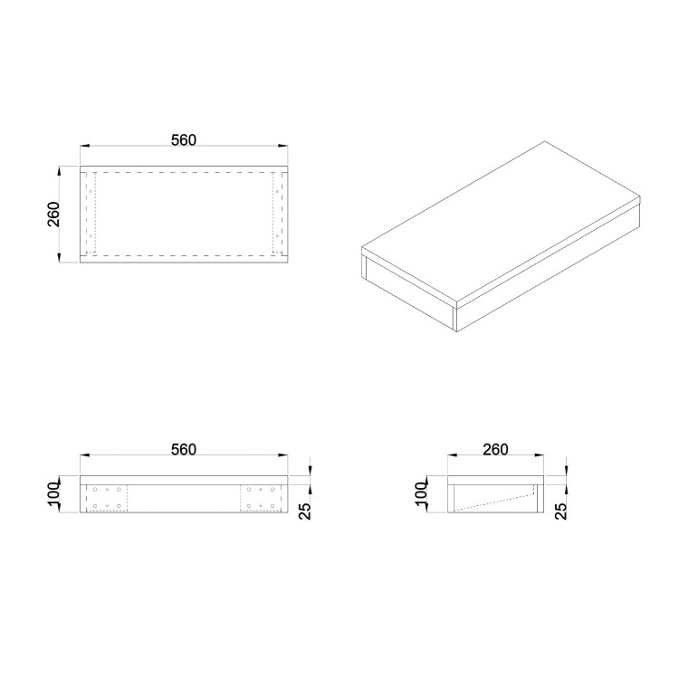 560mm Matt White Wall Hung Floating Shelf - Evora