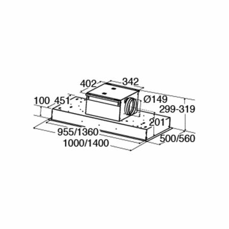 Refurbished CDA EVX101SS 100cm Ceiling Cooker Hood with Remote Stainless Steel