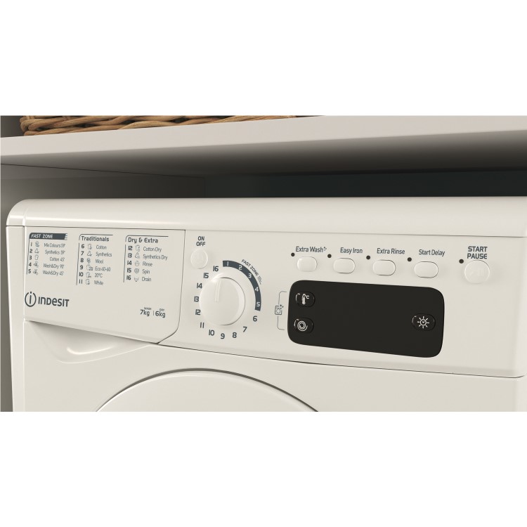 Refurbished Indesit EWDE761483WUK Freestanding 7/6KG 1400 Spin Washer Dryer White