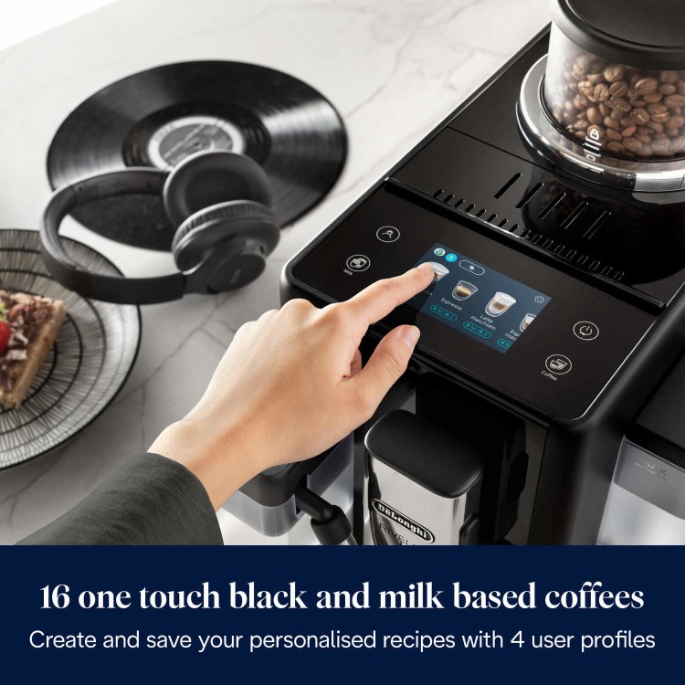 Delonghi Rivelia Fully Automatic Bean to Cup Freestanding Coffee Machine with Milk Frother - Black