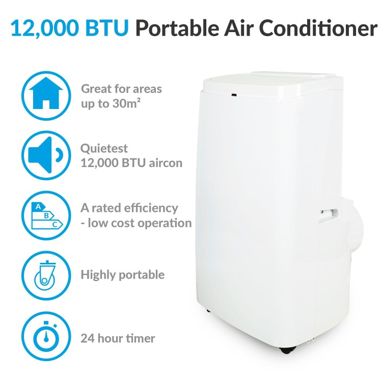 electriQ 12000 BTU Quiet Portable Air Conditioner