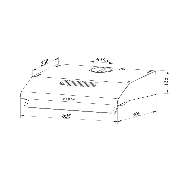 electriQ 60cm Top & Rear Venting Visor Cooker Hood - Stainless Steel