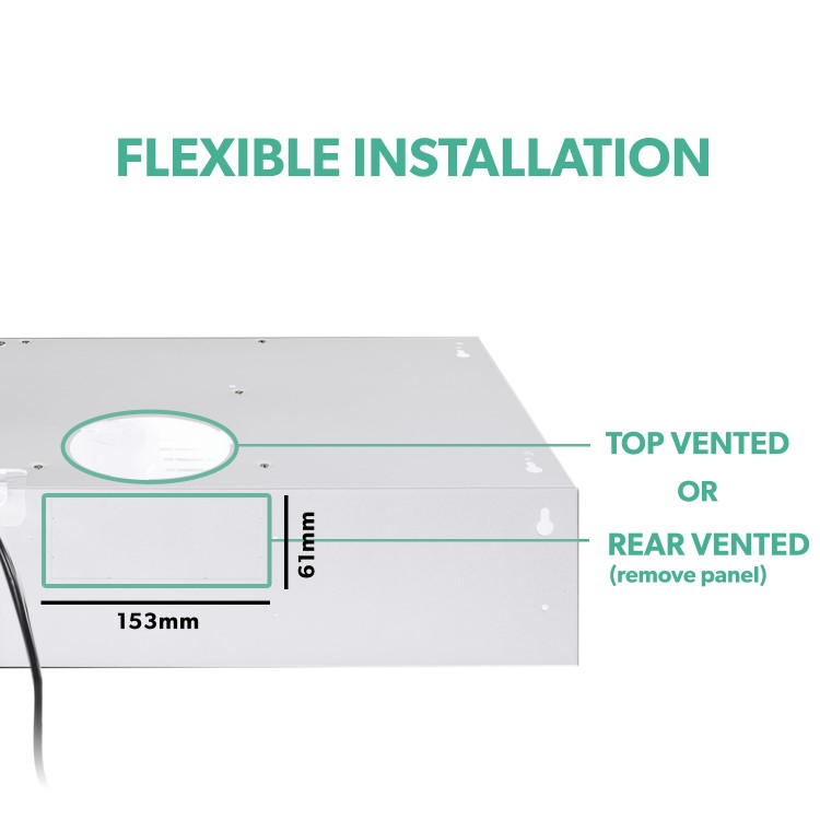 Refurbished electriQ Eiqtmvisorwh 60cm Visor Cooker Hood White 