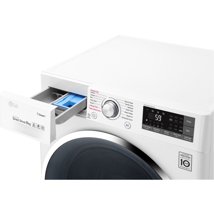 LG F4J7VY2WD 9kg 1400rpm Freestanding Washing Machine With Steam And Wifi Control - White