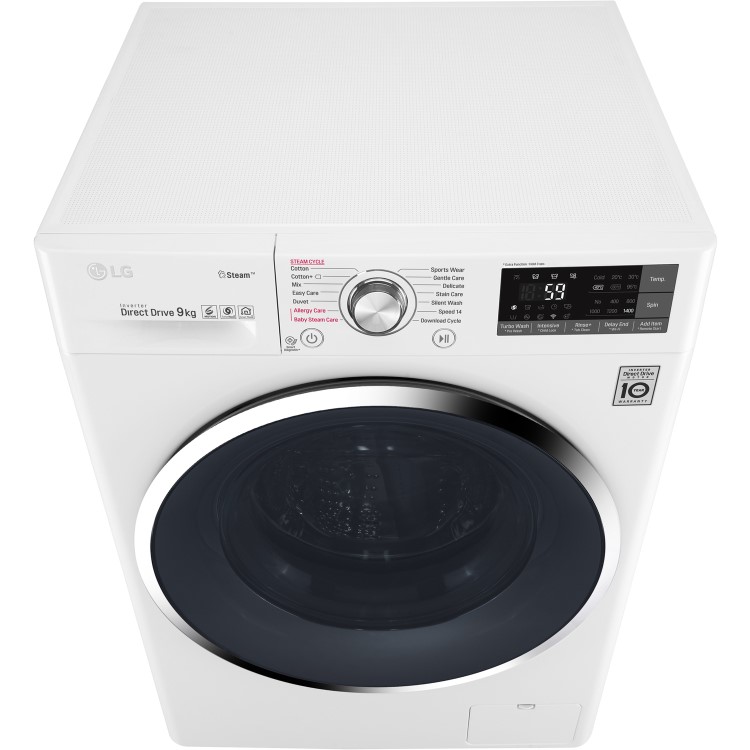 LG F4J7VY2WD 9kg 1400rpm Freestanding Washing Machine With Steam And Wifi Control - White