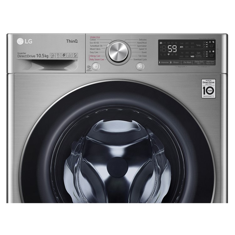 LG V7 EZDispense 10.5kg 1400rpm Freestanding Washing Machine - Graphite