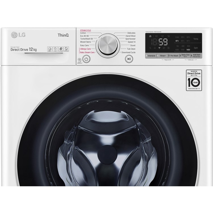 LG V7 TurboWash 12kg Freestanding Washing Machine With Steam - White