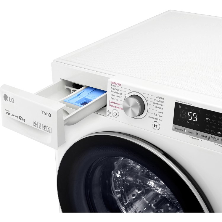 LG V7 TurboWash 12kg Freestanding Washing Machine With Steam - White