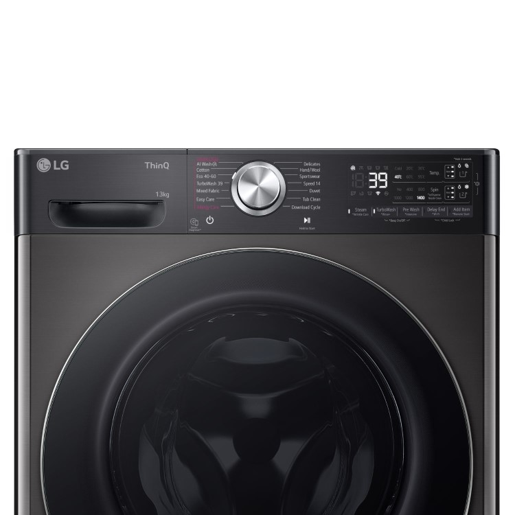 Refurbished LG EZDispense F4Y913BCTA1 Freestanding 13KG 1400 Spin Washing Machine Black