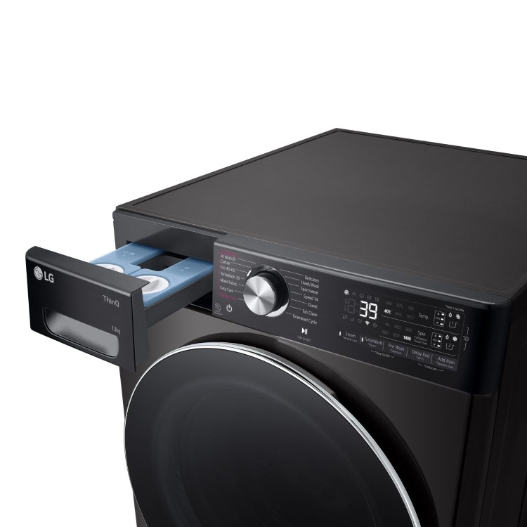 Refurbished LG EZDispense F4Y913BCTA1 Freestanding 13KG 1400 Spin Washing Machine Black