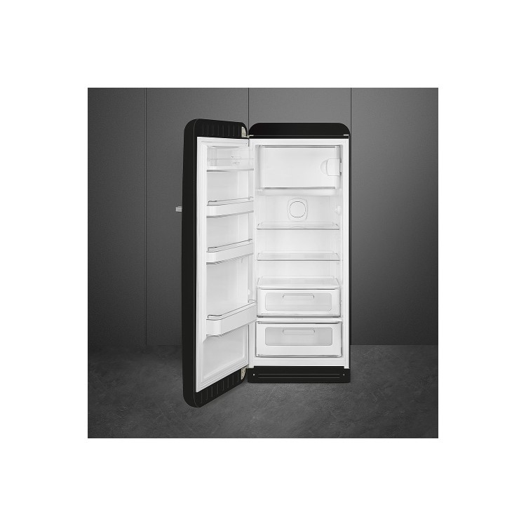 Smeg 270 Litre Fifities Style Left Hand Hinge Freestanding Fridge With Ice Box - Black