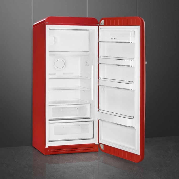 Smeg 270 Litre Fifities Style Right Hand Hinge Freestanding Fridge With Ice Box - Red