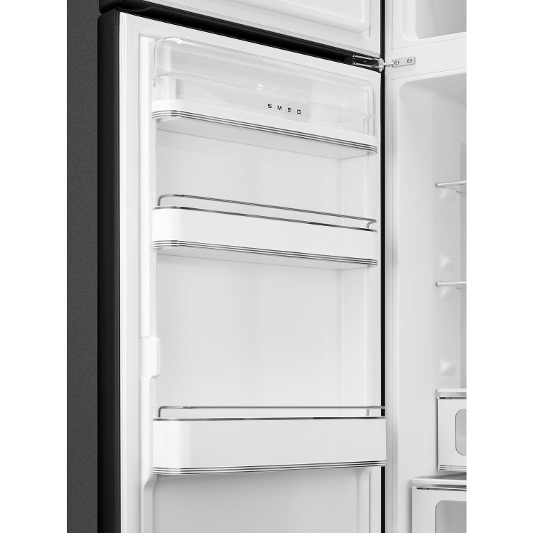 Smeg 294 Litre Fifties Style Left Hand Hinge Top Mount Fridge Freezer - Black