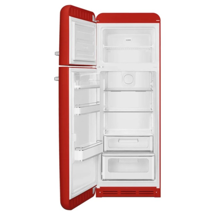 Smeg 294 Litre Fifties Style Left Hand Hinge Top Mount Fridge Freezer - Red