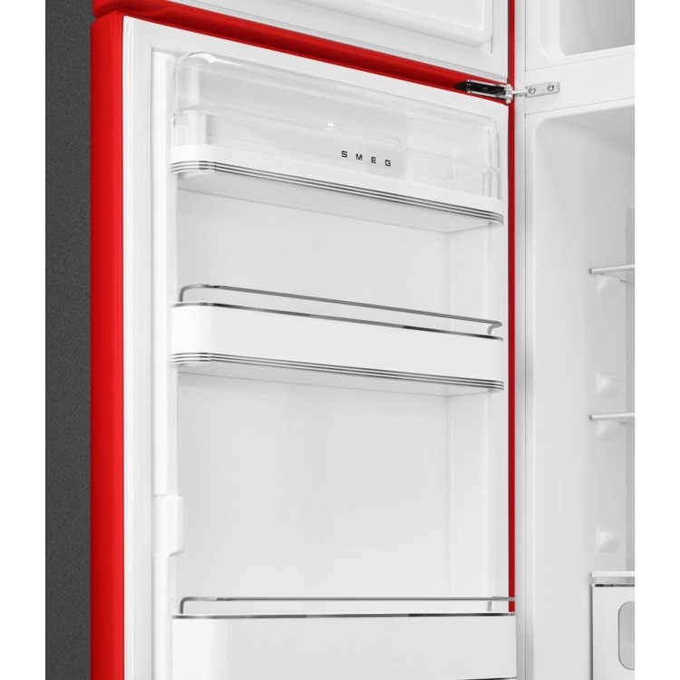 Smeg 294 Litre Fifties Style Left Hand Hinge Top Mount Fridge Freezer - Red