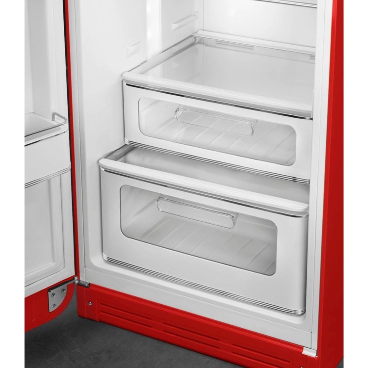 Smeg 294 Litre Fifties Style Left Hand Hinge Top Mount Fridge Freezer - Red