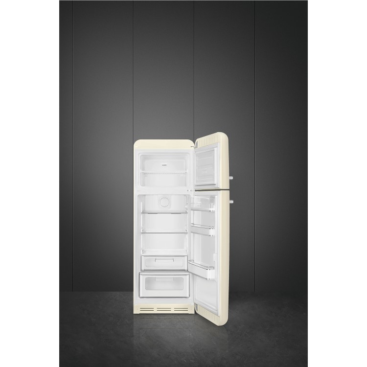 Smeg 294 Litre Fifties Style Right Hand Hinge Top Mount Fridge Freezer - Cream