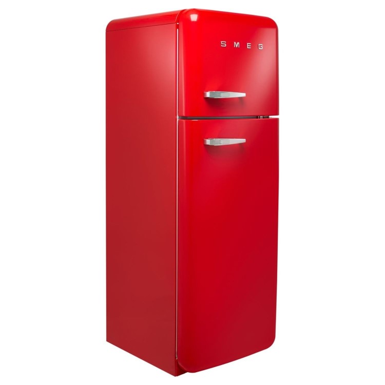 Smeg 294 Litre Fifties Style Right Hand Hinge Top Mount Fridge Freezer - Red