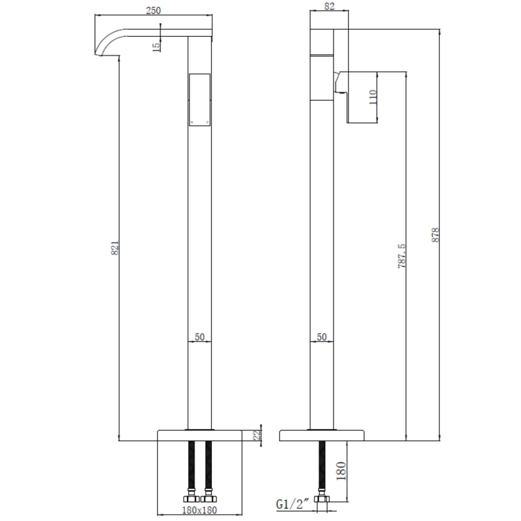 Black Freestanding Bath Filler Mixer Tap - Falls