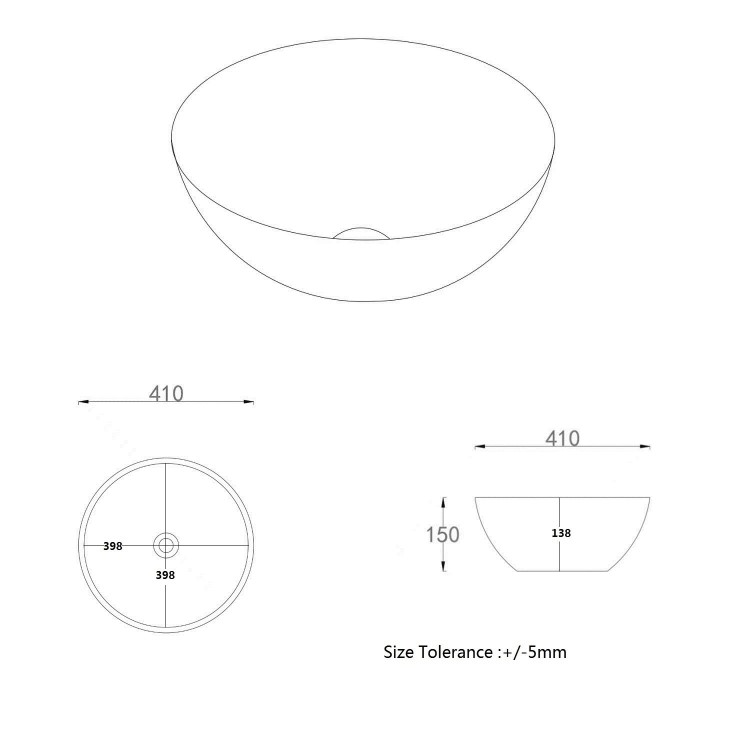 Beige Unglazed Round Countertop Basin 410mm - Fawn