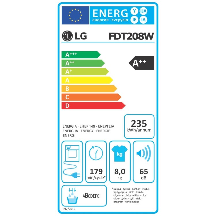 LG  8kg Heat Pump Tumble Dryer - White