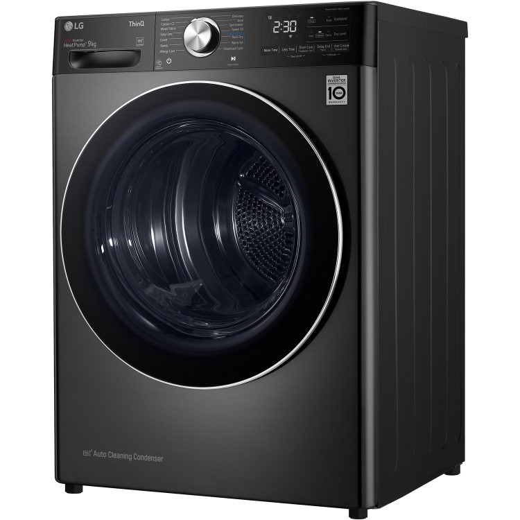 LG EcoHybrid 9kg Freestanding Heat Pump Tumble Dryer - Black Steel