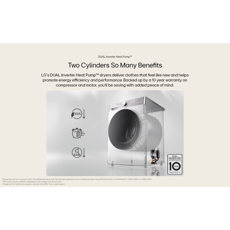 LG Dual Dry™  9Kg Heat Pump Tumble Dryer - Platinum Black