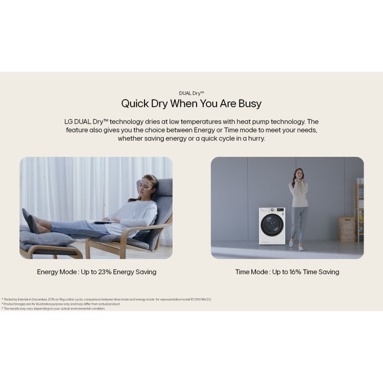 LG Dual Dry™  9Kg Heat Pump Tumble Dryer - Platinum Black