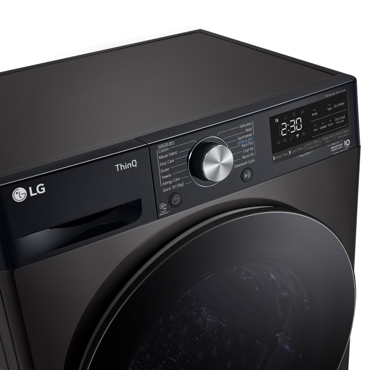 LG Dual Dry™  9Kg Heat Pump Tumble Dryer - Platinum Black