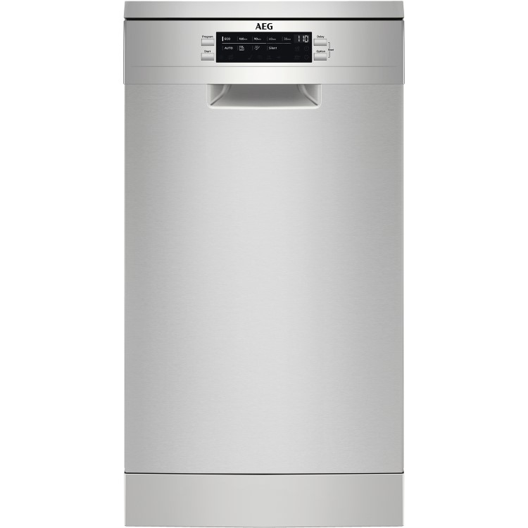 AEG Series 7000 GlassCare Freestanding Slimline Dishwasher - Stainless Steel