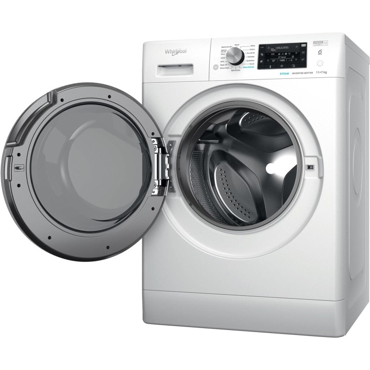 Refurbished Whirlpool 6th sense FFWDD1174269BSVUK Freestanding 11/7KG 1400 Spin Washer Dryer White