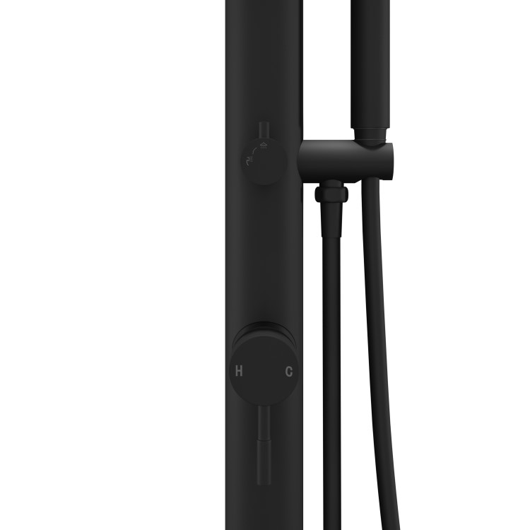 Black Outdoor Shower with Pencil Hand Shower 2 Outlets - Fiji