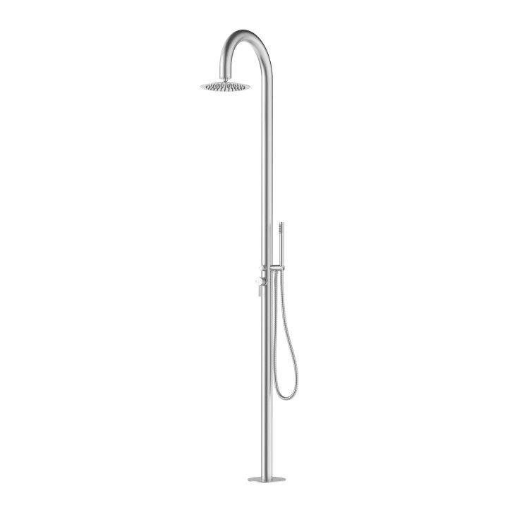 Chrome Thermostatic Mixer Outdoor Shower with Pencil Hand Shower 2 Outlets - Fiji