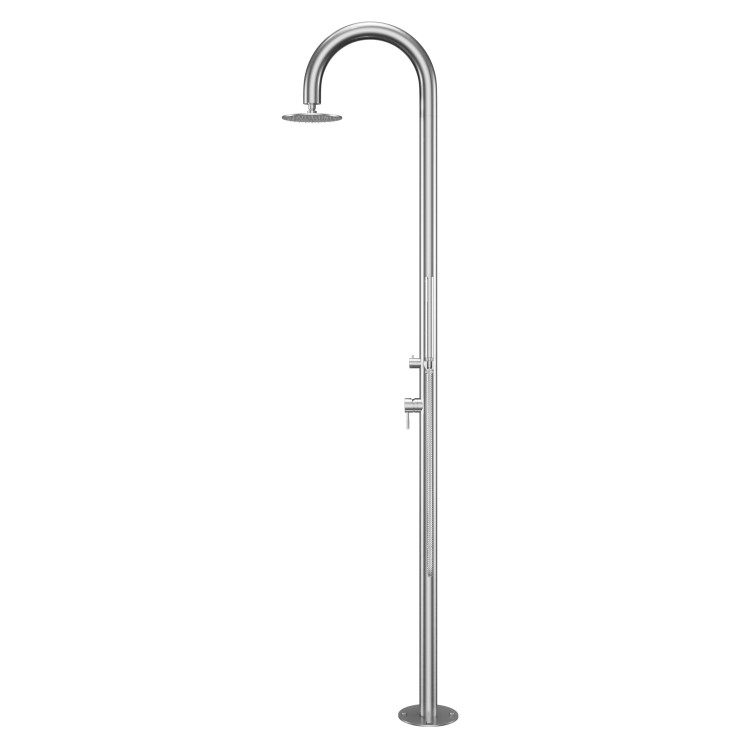 Chrome Outdoor Shower with Pencil Hand Shower 2 Outlets - Fiji