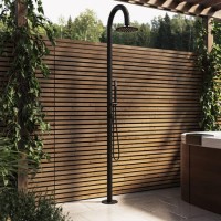 Black Thermostatic Outdoor Shower with Pencil Hand Shower 2 Outlets - Fiji