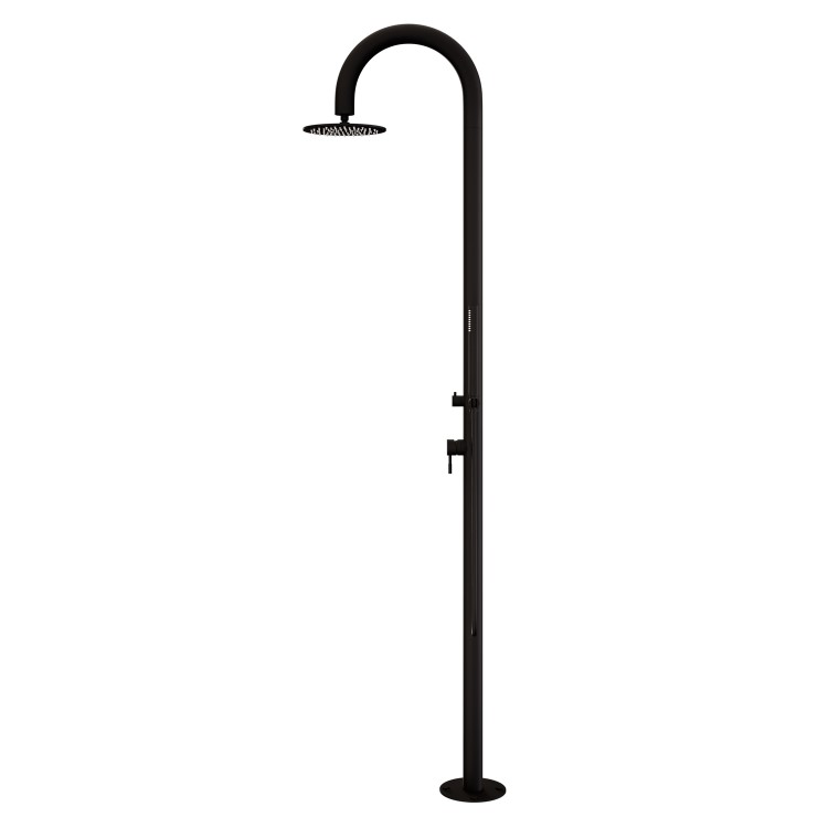 Black Outdoor Shower with Pencil Hand Shower 2 Outlets - Fiji