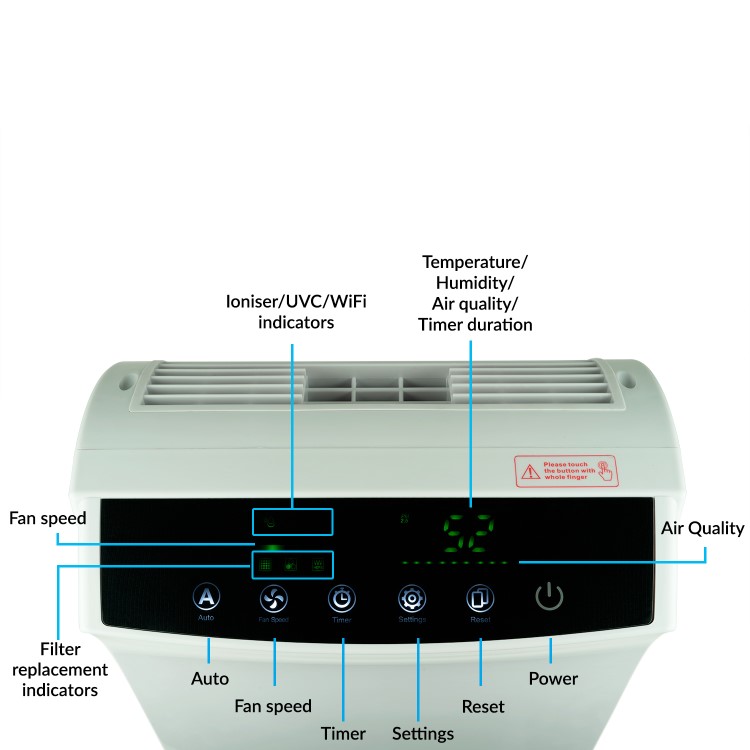 Refurbished electriQ 7 Stage Antiviral Air Purifier with Smart WiFi