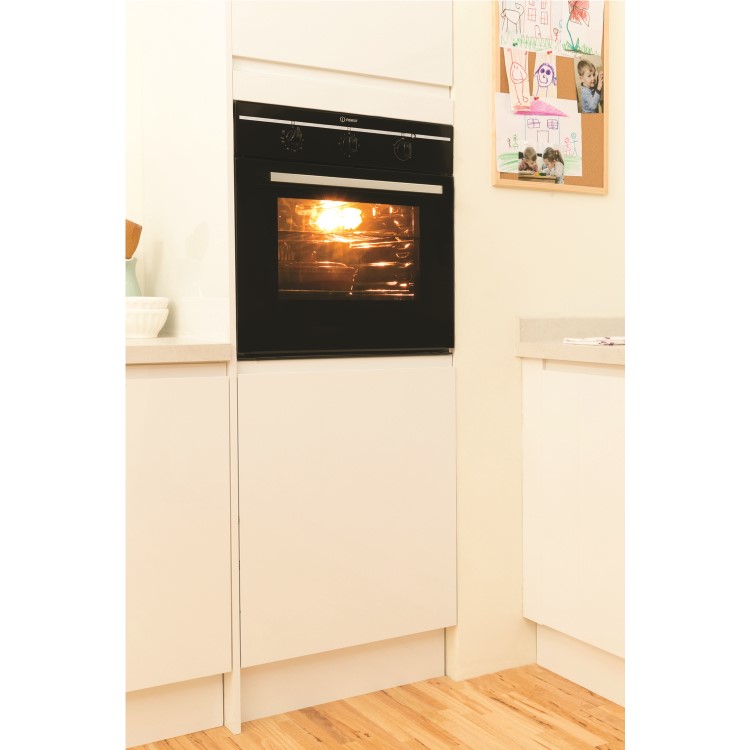 Indesit FIM31KABK Fanned Electric Built In Single Oven in Black