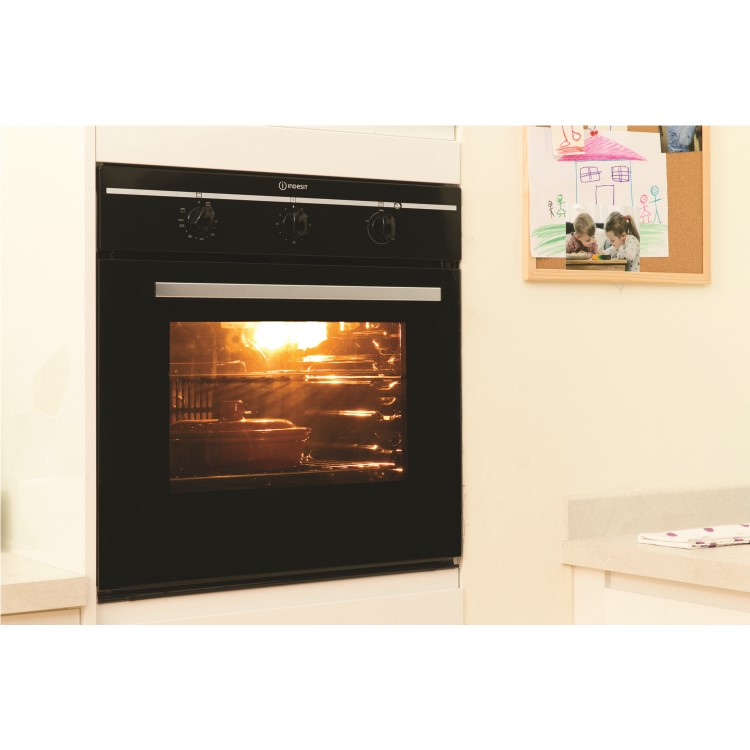 Indesit FIM31KABK Fanned Electric Built In Single Oven in Black