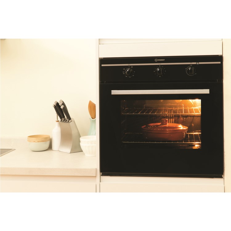 Indesit FIM31KABK Fanned Electric Built In Single Oven in Black