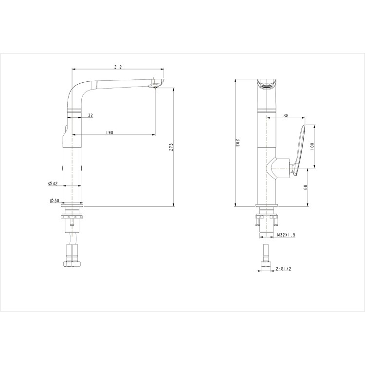 Finch Single Lever Monobloc Kitchen Mixer Tap - Chrome