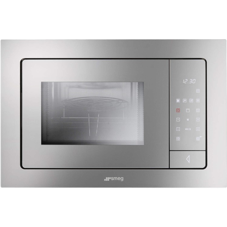 Smeg FMI120 Linea Built In Microwave with Grill Silver Glass