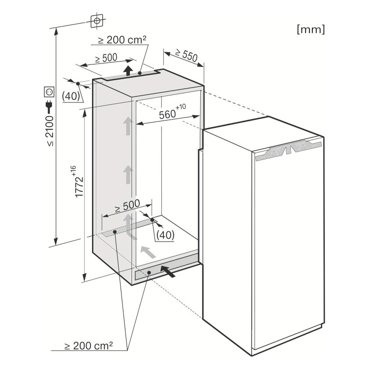 Miele FNS37402I 210 Litre Integrated In Column Freezer 178cm Frost Free 56cm Wide - White