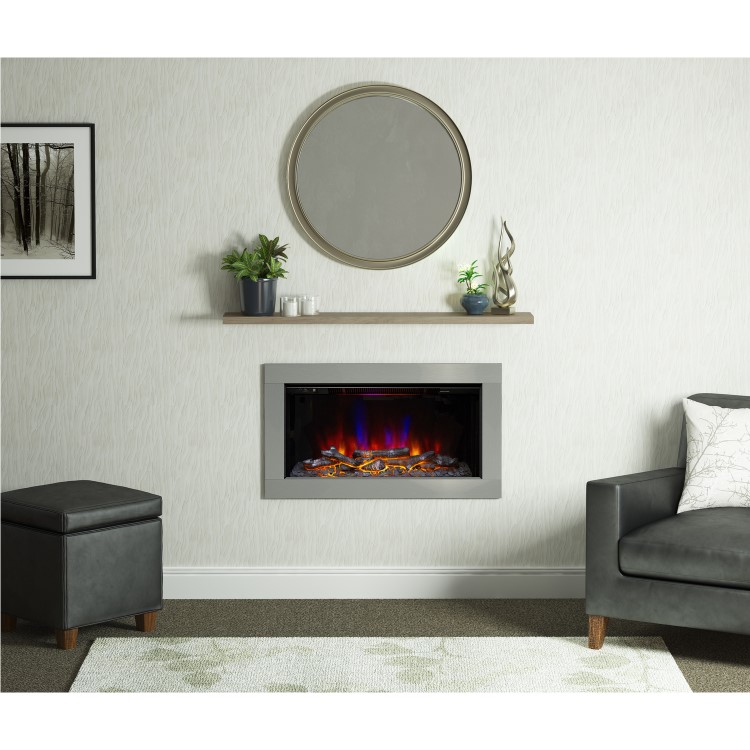 Be Modern Flare Avella Brushed Steel Inset Electric Fire 34 Inch