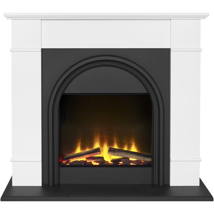 Adam Chesterfield White & Grey Electric Fireplace Suite 44 Inch