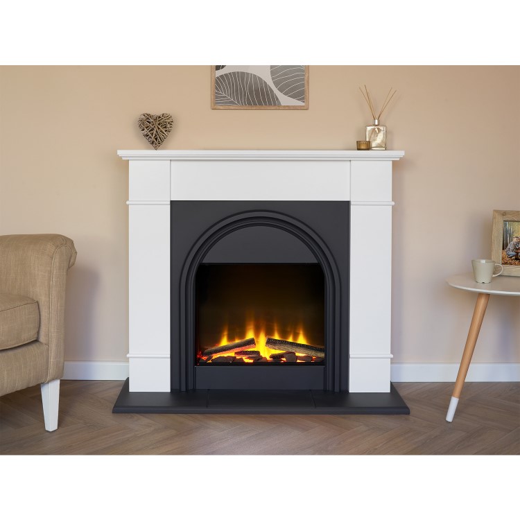 Adam Chesterfield White & Grey Electric Fireplace Suite 44 Inch