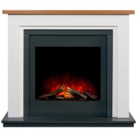 Adam Brentwood White and Black Freestanding Electric Fireplace Suite 43 Inch