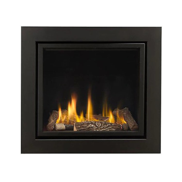 Black Inset Gas Fire With Logs - Vola