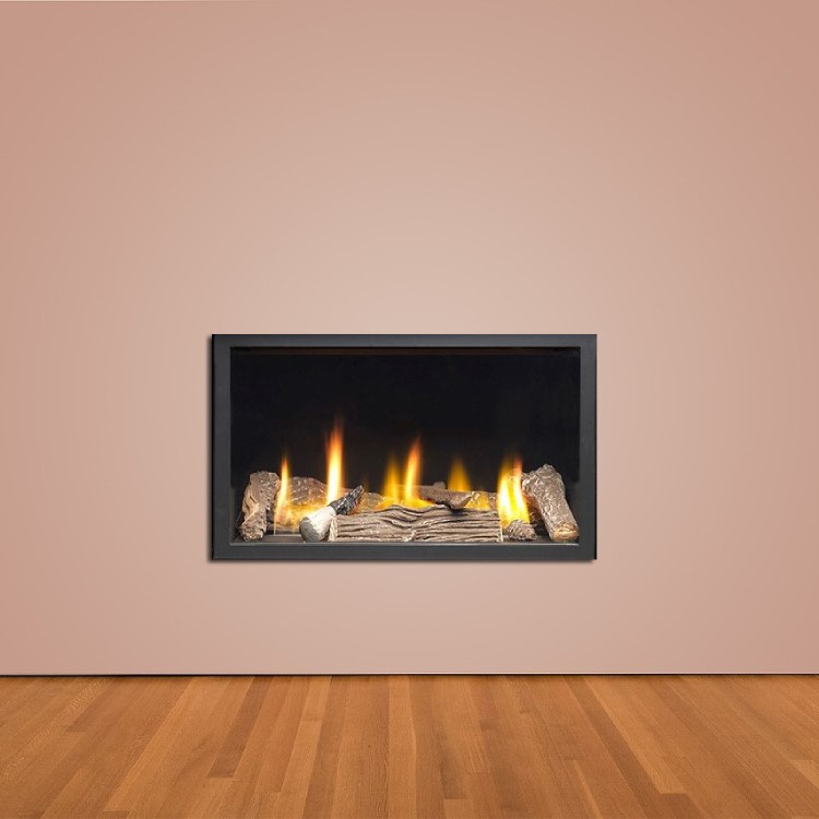 Black 23inch Inset Gas Media Wall Fireplace - Sirocco Fires Vola 860